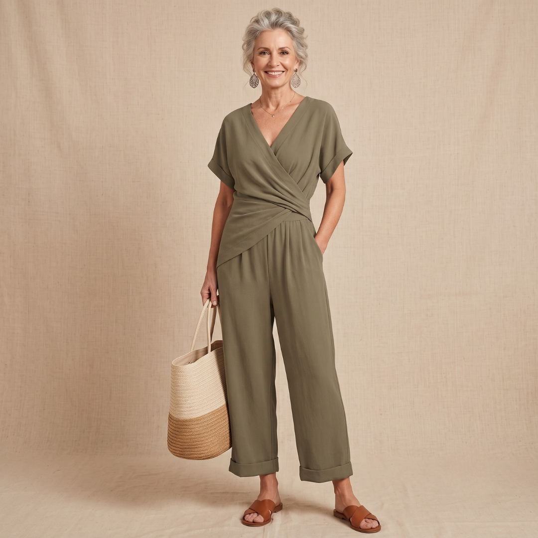 Claudia | Combinaison à Encolure en V et Jambes Amples