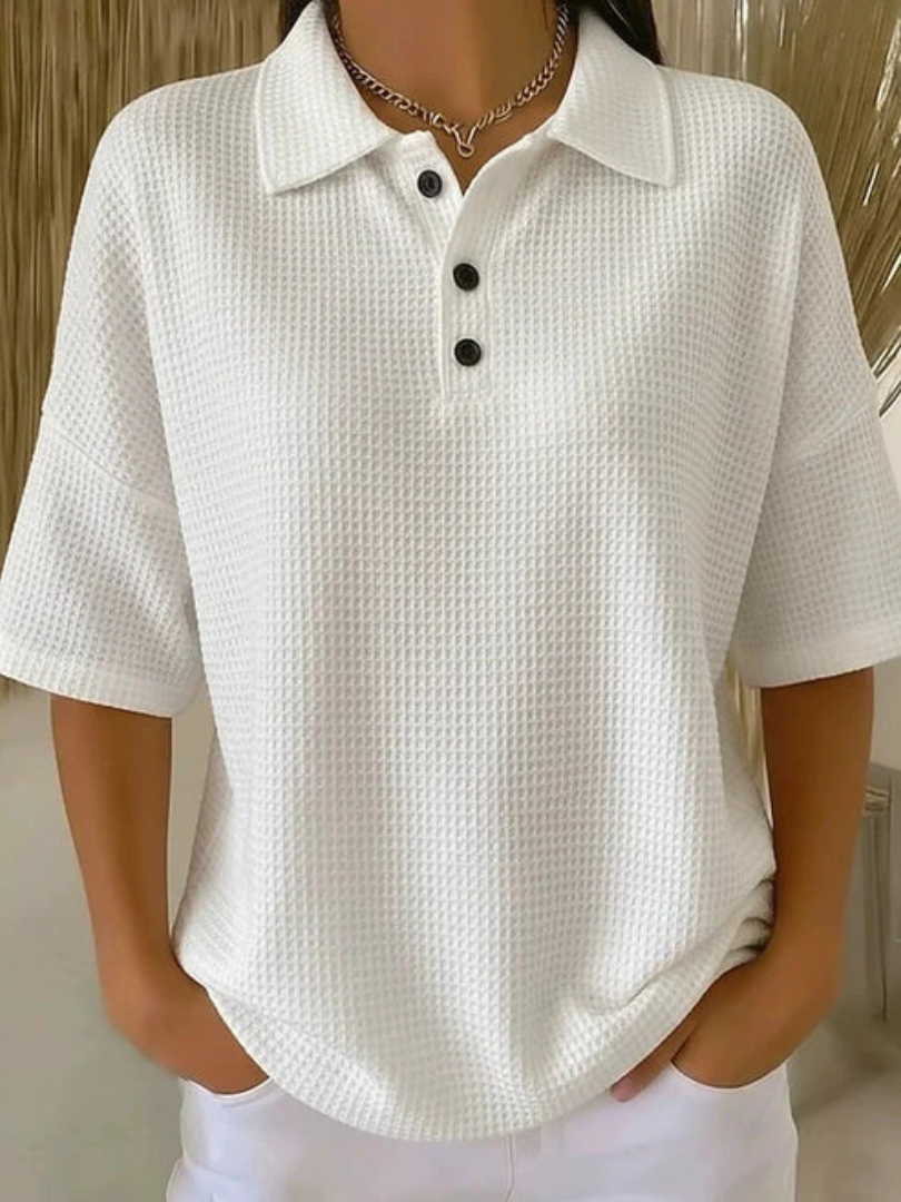 Peggie | Blouse Texturée à Col Polo