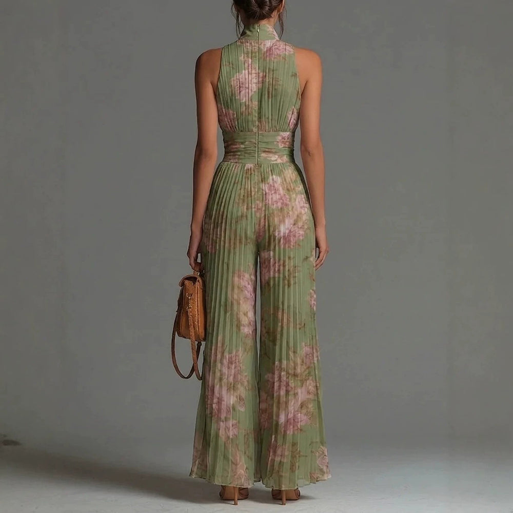 Sofia - Combinaison en Chiffon Floral Plissé