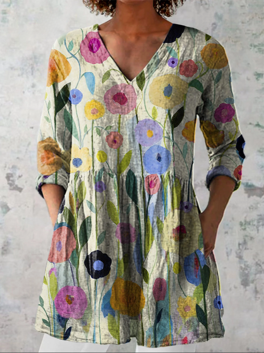 Louise | Longue Blouse avec Décolleté en V