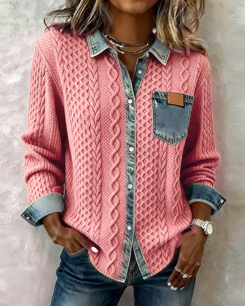 Makayla™ | Chemise maille contrastée