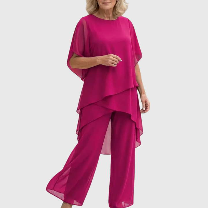 Linda | Ensemble avec pantalon palazzo drapé