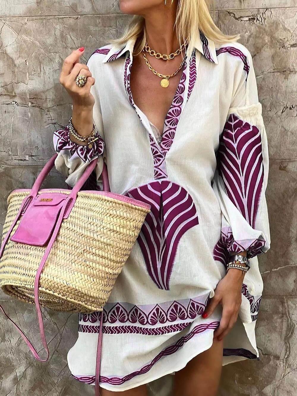 Flore | Robe Mini de Vacances Imprimée Simple et Unique au Look Tropical