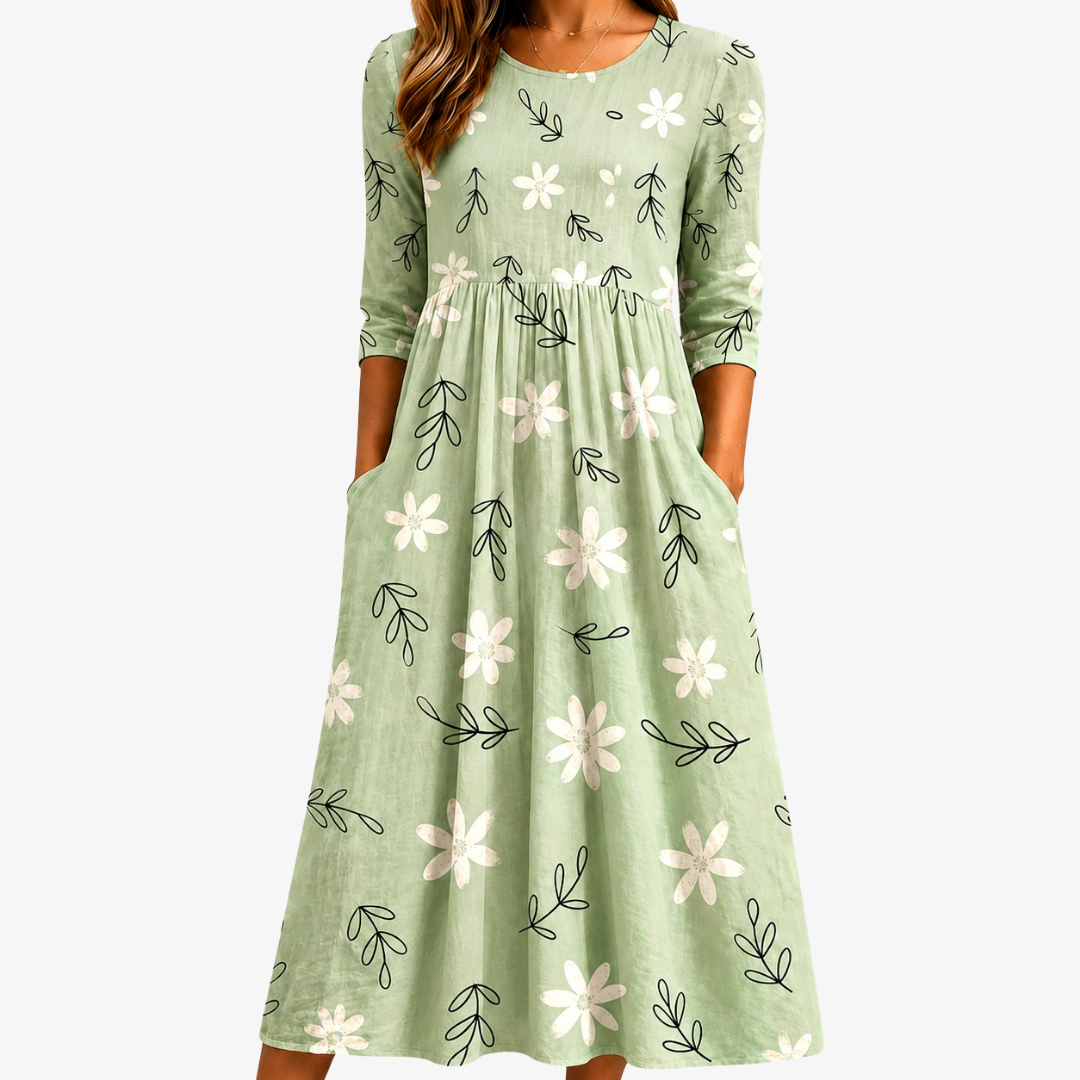 Robe Midi Poche Quotidienne Sage Blossom