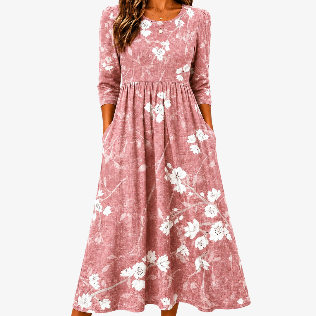 Robe Midi Poches Blush Bloom Grace