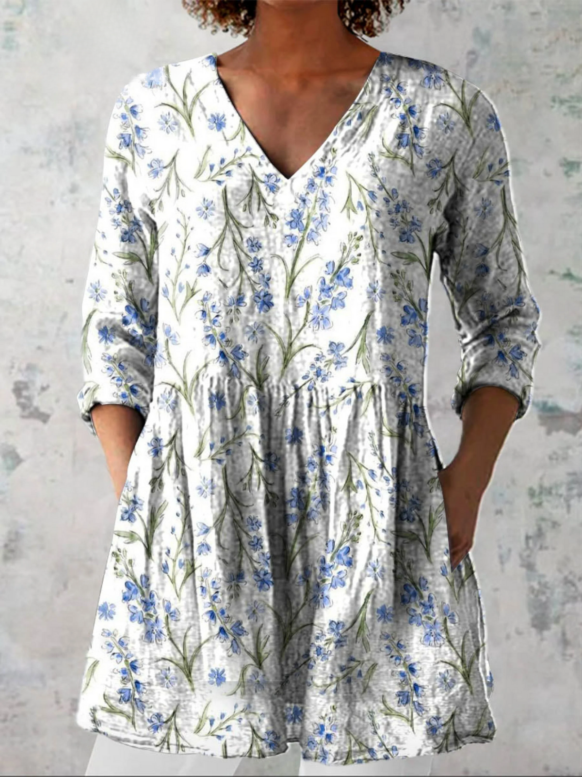 Jeanne | Longue Blouse avec Décolleté en V