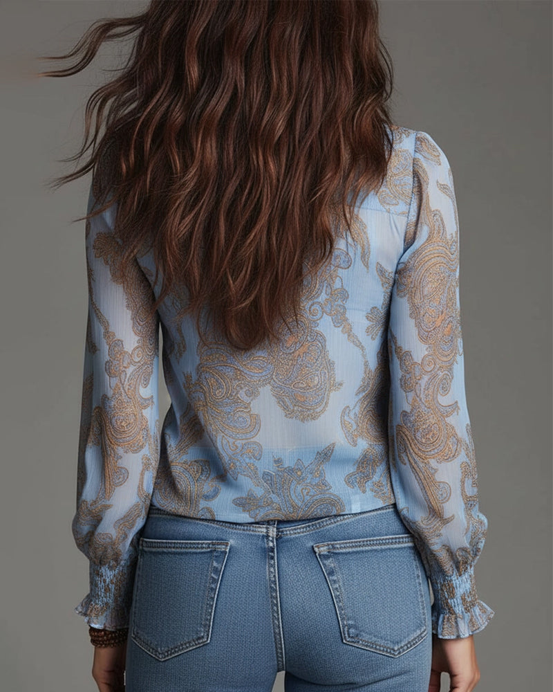 Katie™ | Blouse raffinée à demi-zip et volants