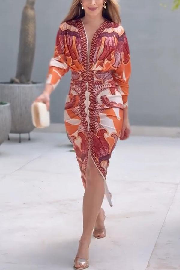Eva | Robe Midi Dolman Imprimé Unique Sun Escape