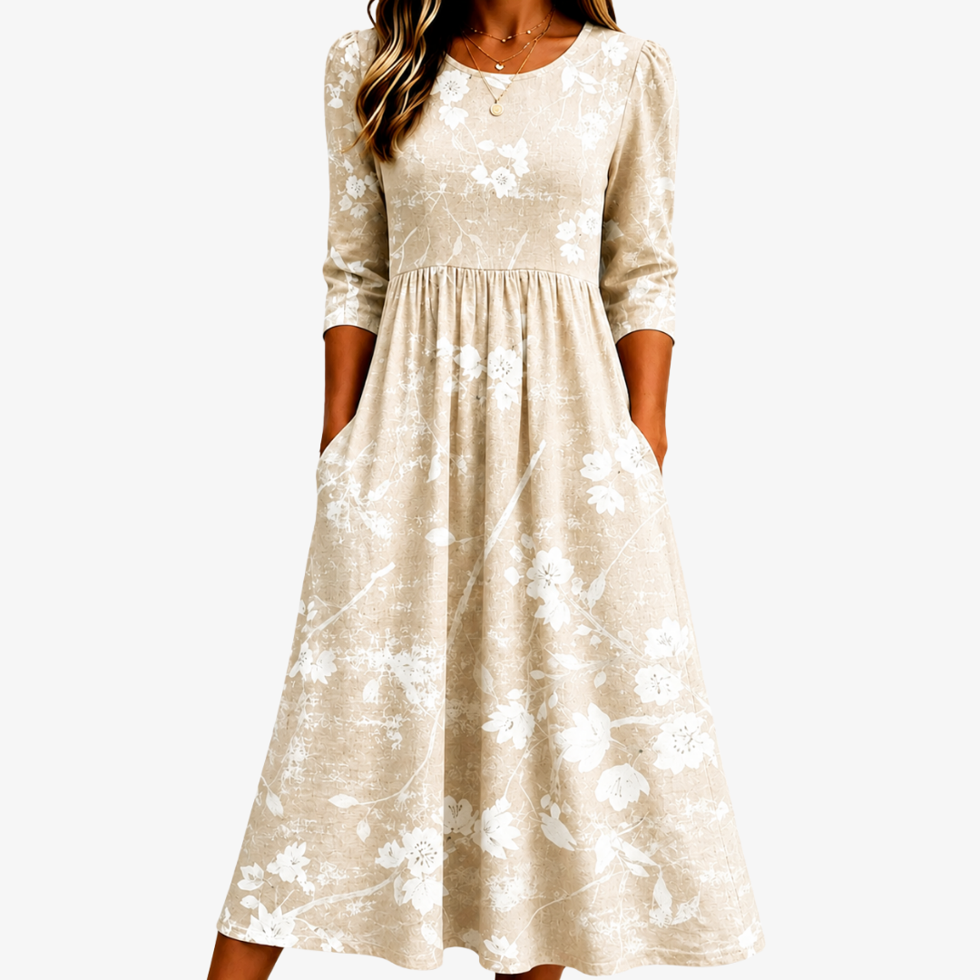 Robe Midi Quotidienne Douce Fleur des Prairies