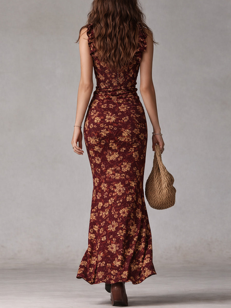 Maya | Robe maxi boho à manches volantes