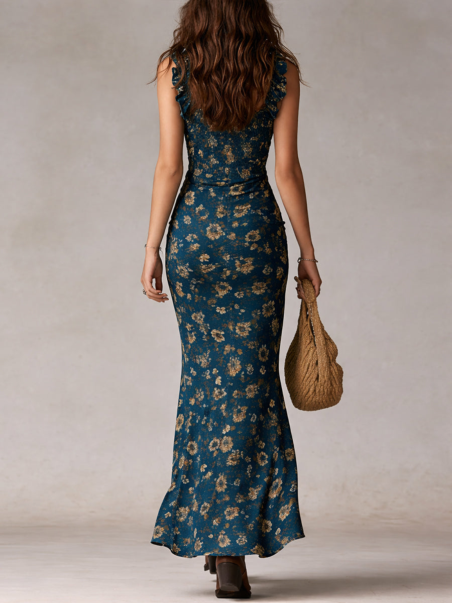 Maya | Robe maxi boho à manches volantes