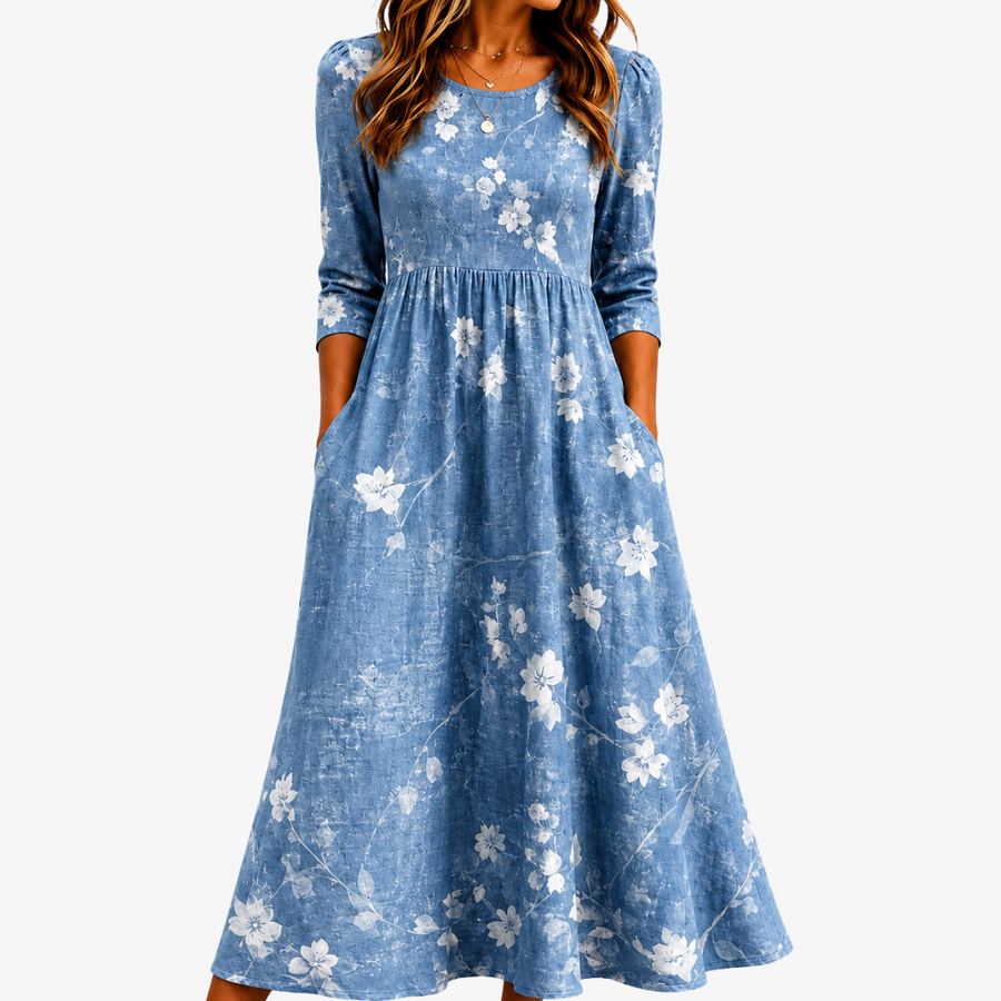 Robe Midi à Poches Fleurie Bluebell Breeze