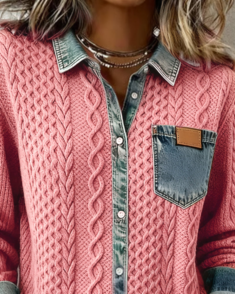 Makayla™ | Chemise maille contrastée