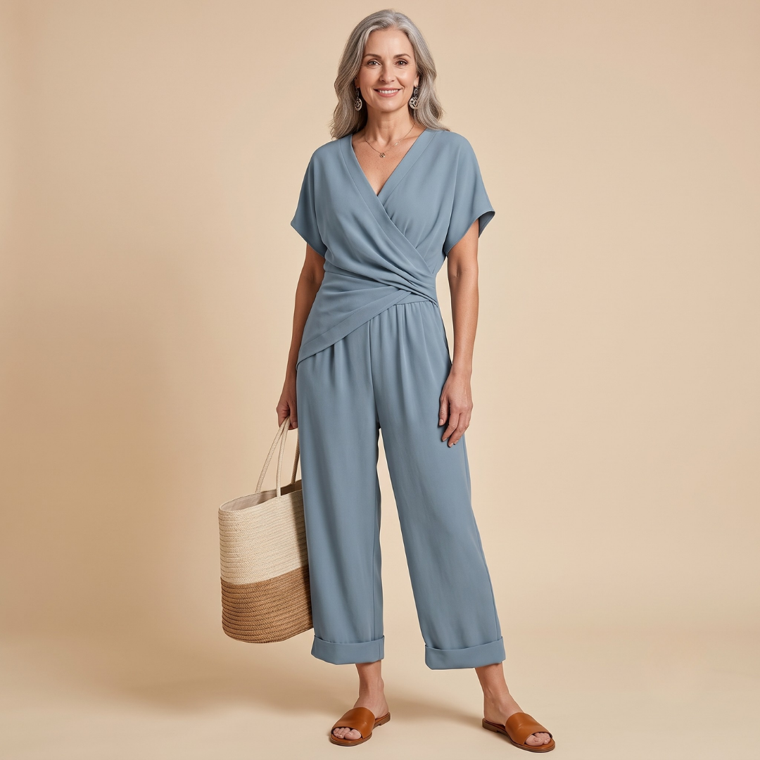 Claudia | Combinaison à Encolure en V et Jambes Amples