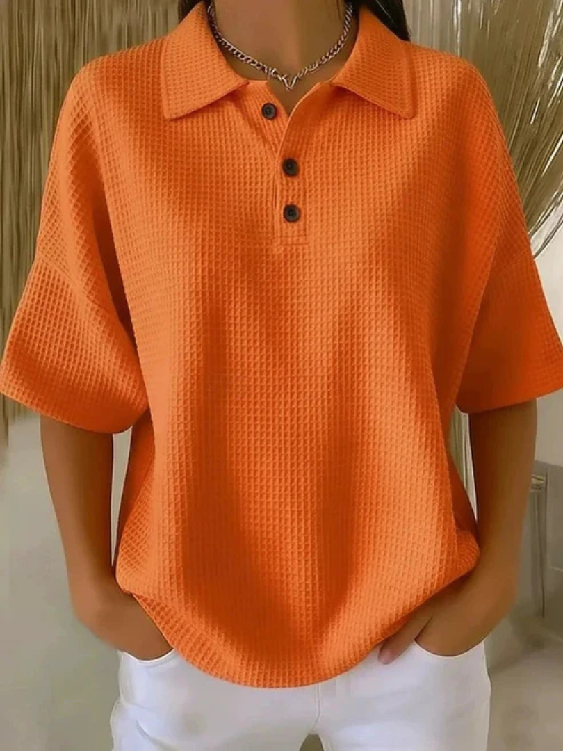 Peggie | Blouse Texturée à Col Polo