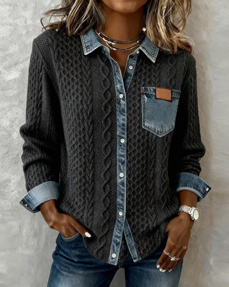 Makayla™ | Chemise maille contrastée