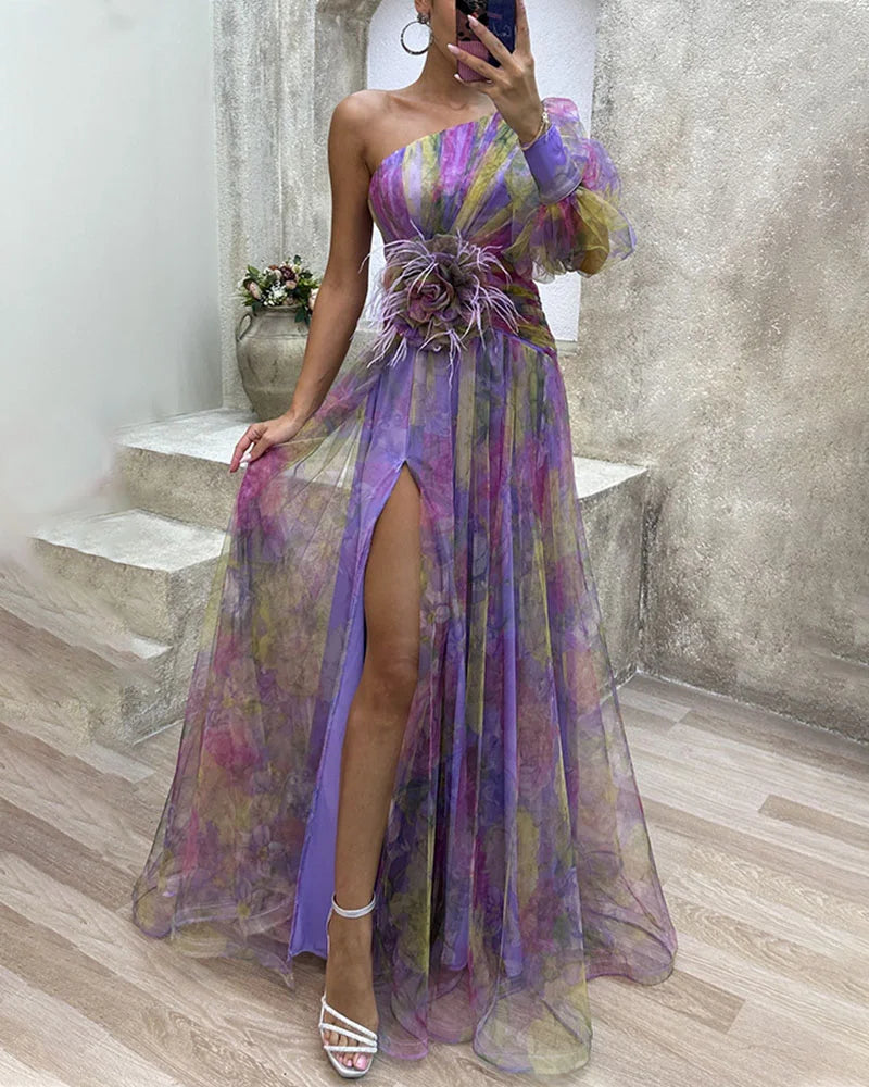 Orit™ | Robe asymétrique à une manche avec fente