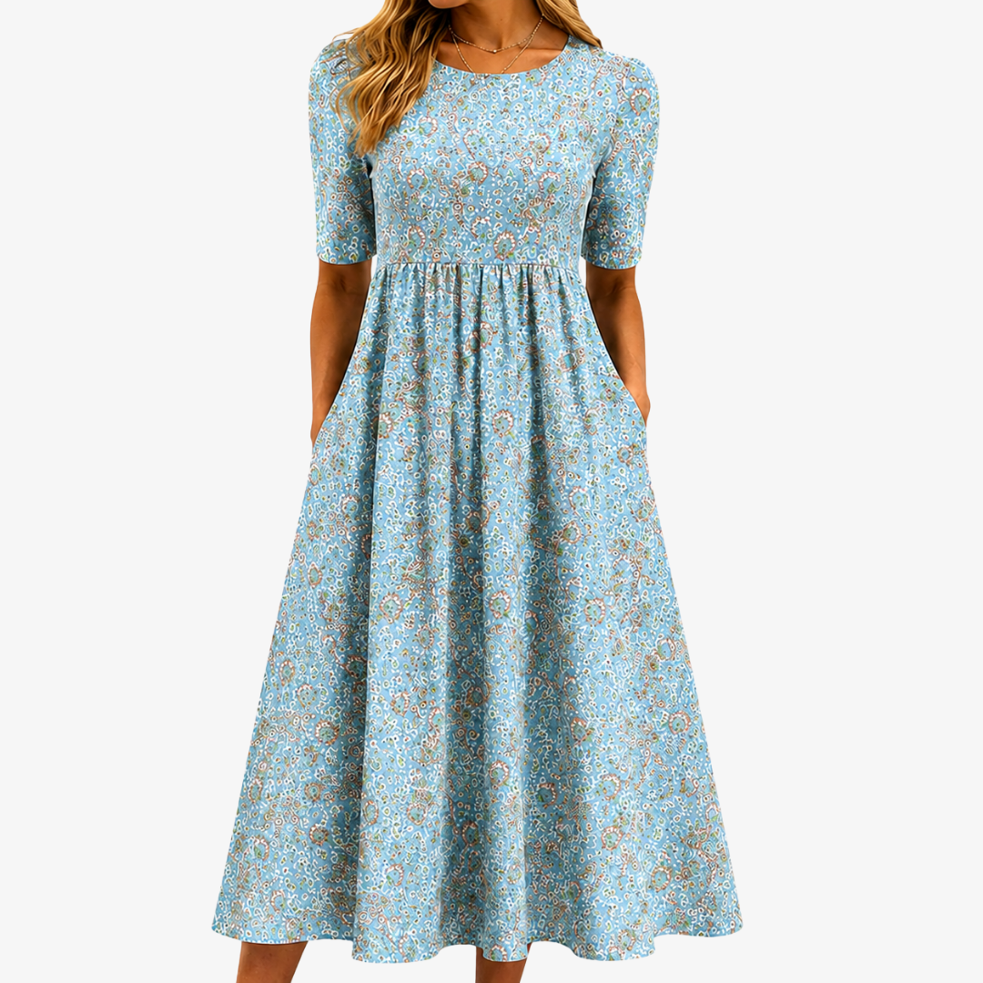 Robe Maxi Poche Mosaïque Bord de Mer