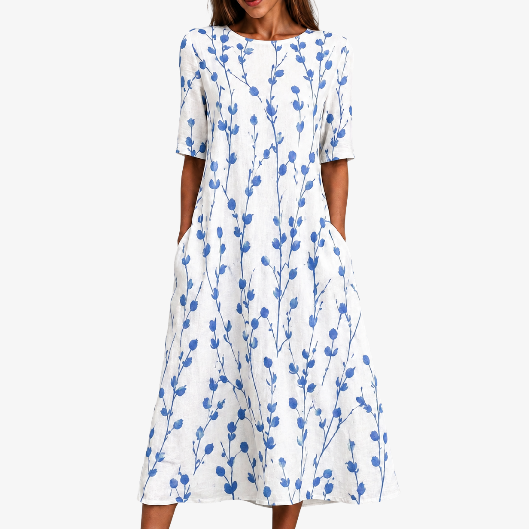 Robe Midi Poches Blue Meadow Breeze