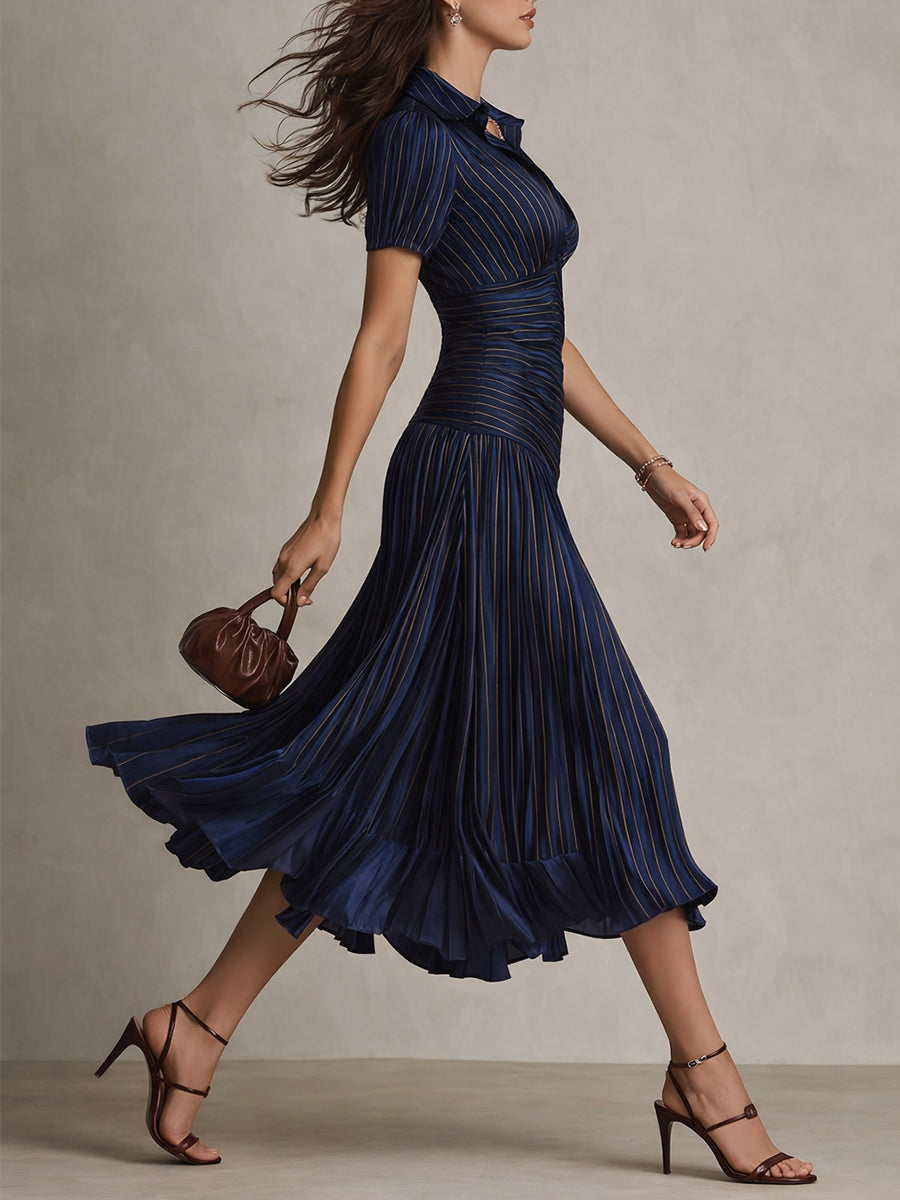 Adriana | Robe Midi Rayée Rétro