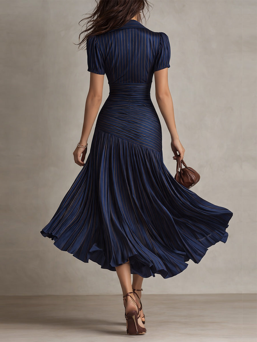 Adriana | Robe Midi Rayée Rétro