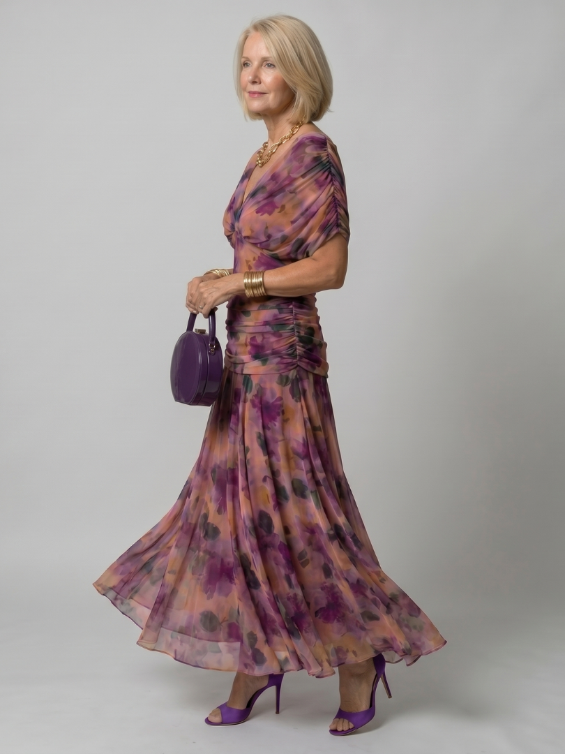 Calen | Robe Midi Décontractée à Epaule Dégagée