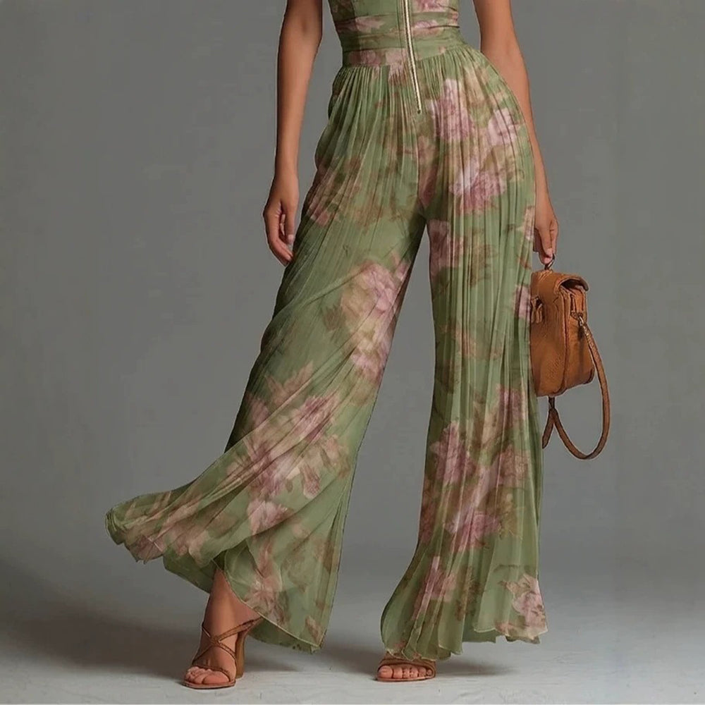 Sofia - Combinaison en Chiffon Floral Plissé