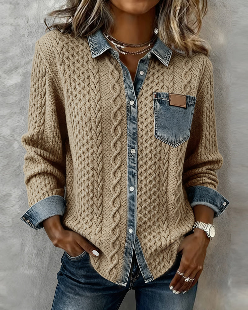Makayla™ | Chemise maille contrastée