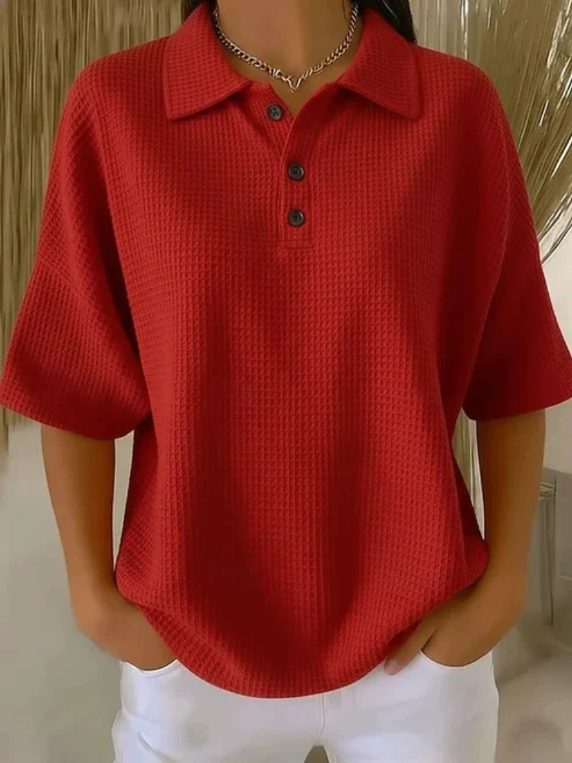 Peggie | Blouse Texturée à Col Polo