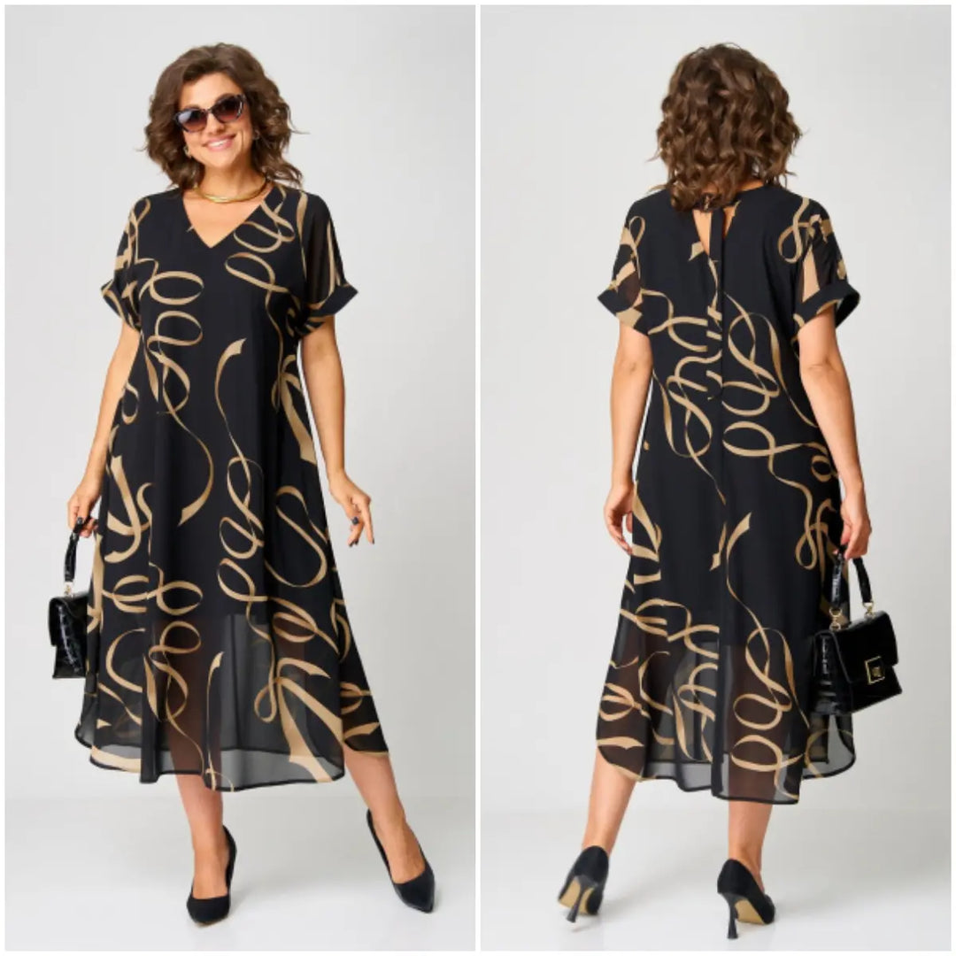Camille | Robe Fluide à Imprimé Graphique