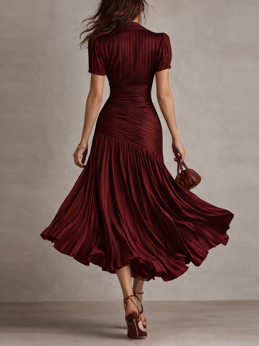 Adriana | Robe Midi Rayée Rétro