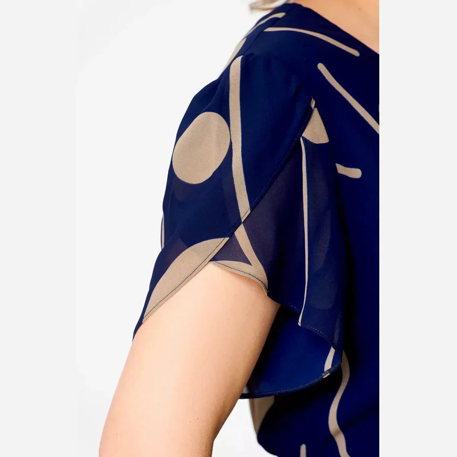 Évelyne | Robe Midi Évasée à Imprimé Graphique