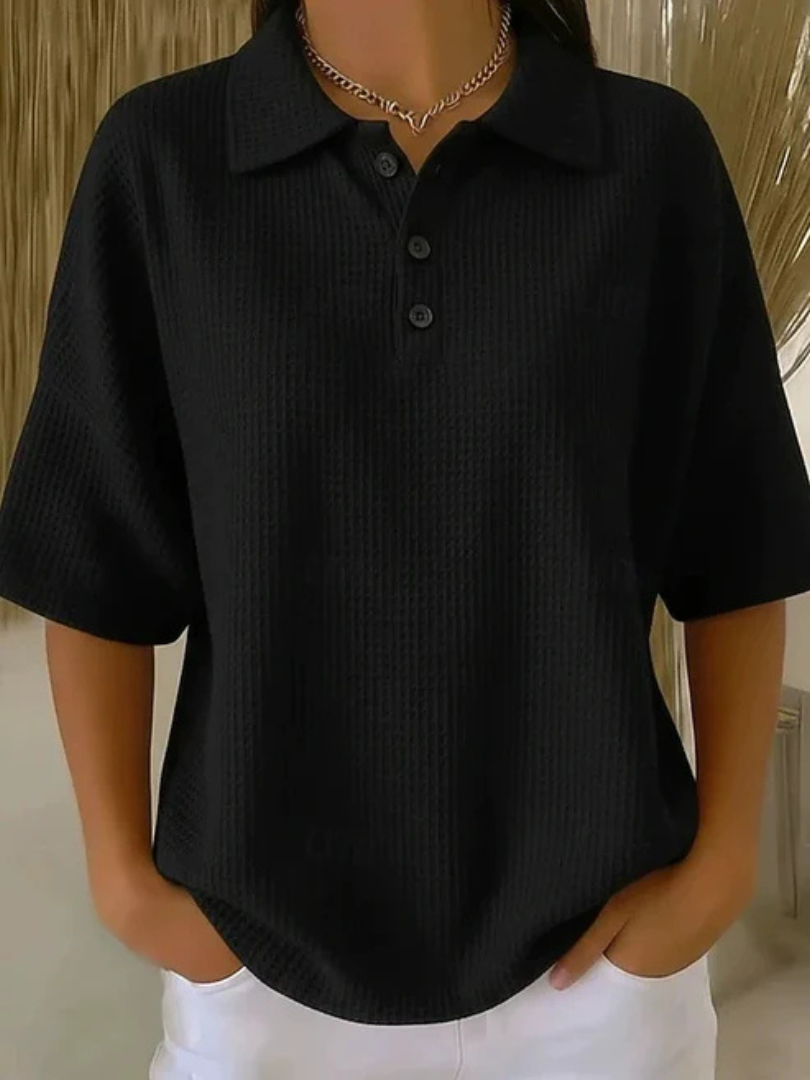 Peggie | Blouse Texturée à Col Polo