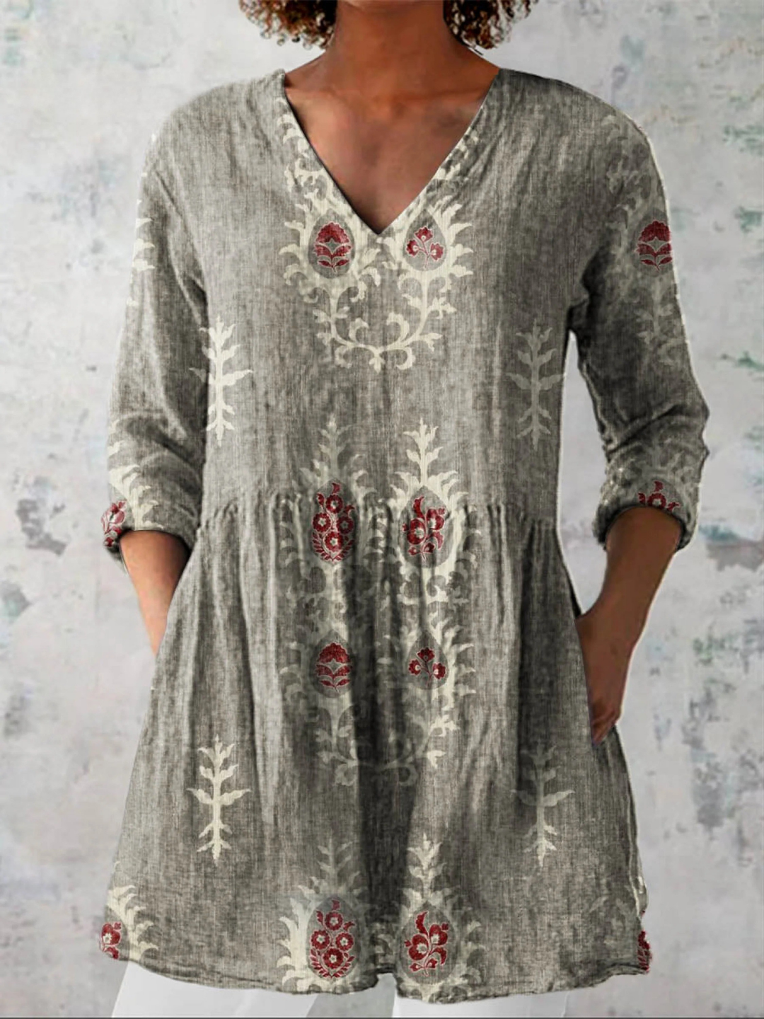 Elise | Longue Blouse avec Décolleté en V