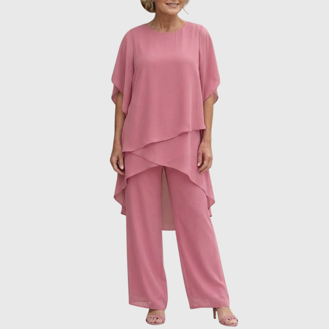 Linda | Ensemble avec pantalon palazzo drapé
