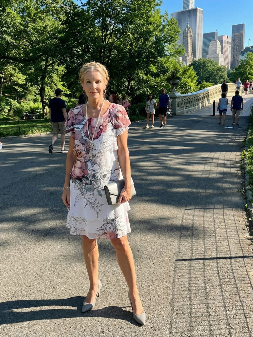 Kualani | Robe florale propre à longueur genou