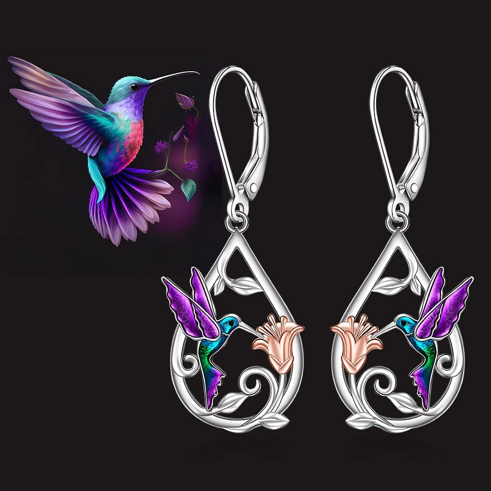 Collier de Colibri Magnifique pour Femmes avec Boucles d'Oreilles Bonus