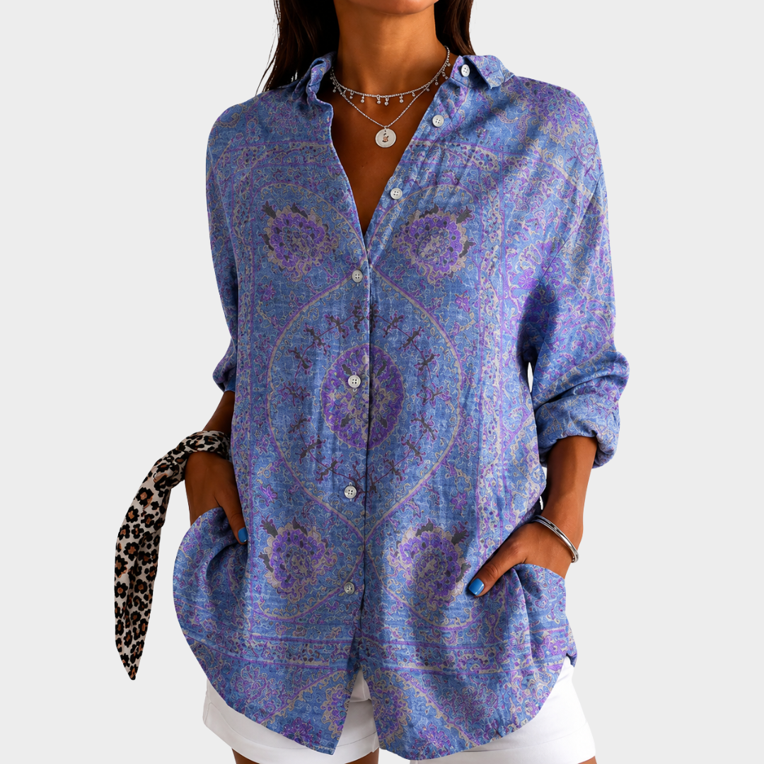 Blouse Grace en Mosaïque Lavande