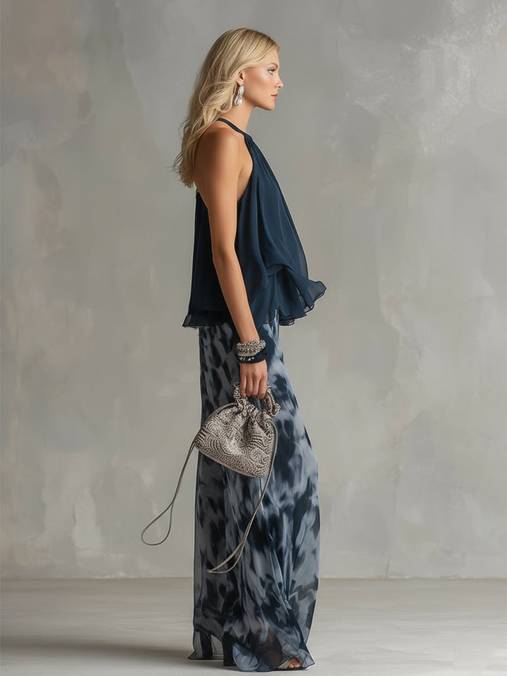 Ludovica | Ensemble Chiffon Col Montant