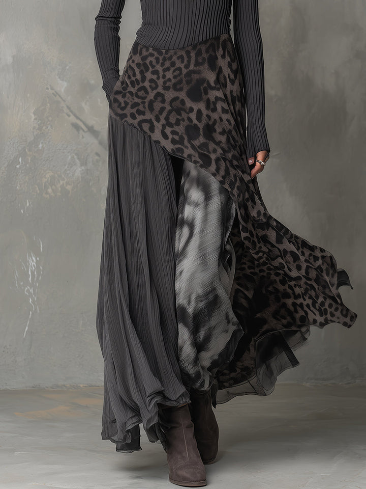 Sélène | Robe Fluide Asymétrique à Imprimé Léopard