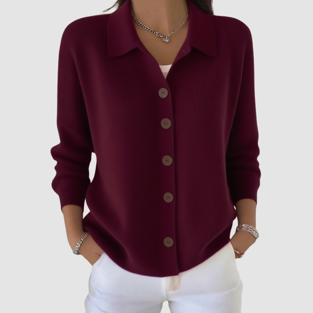 Riah | Cardigan Texturé à Col Chemise