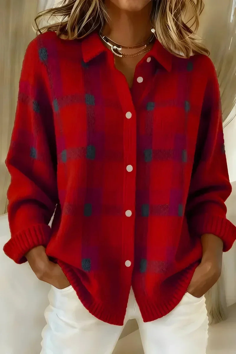 Bretagne™ | Cardigan Boutonné en Tartan Doux