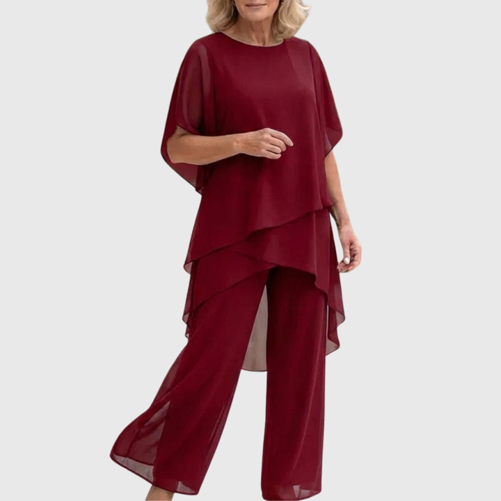 Linda | Ensemble avec pantalon palazzo drapé