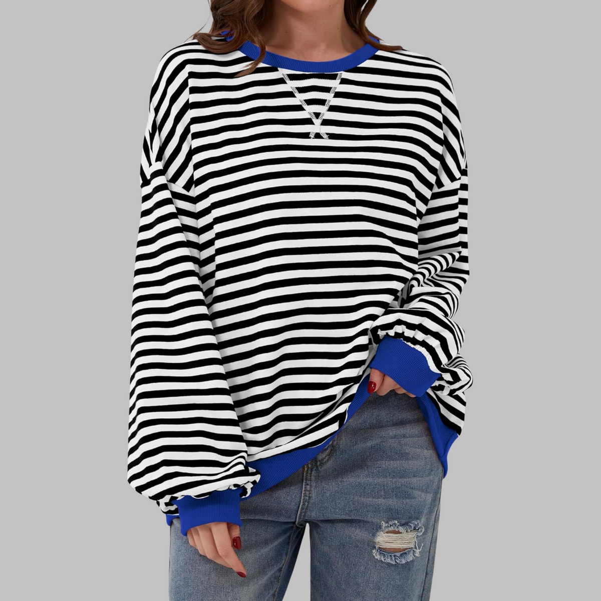 Luka | Pull Rayé à Col Rond et Manches Longues