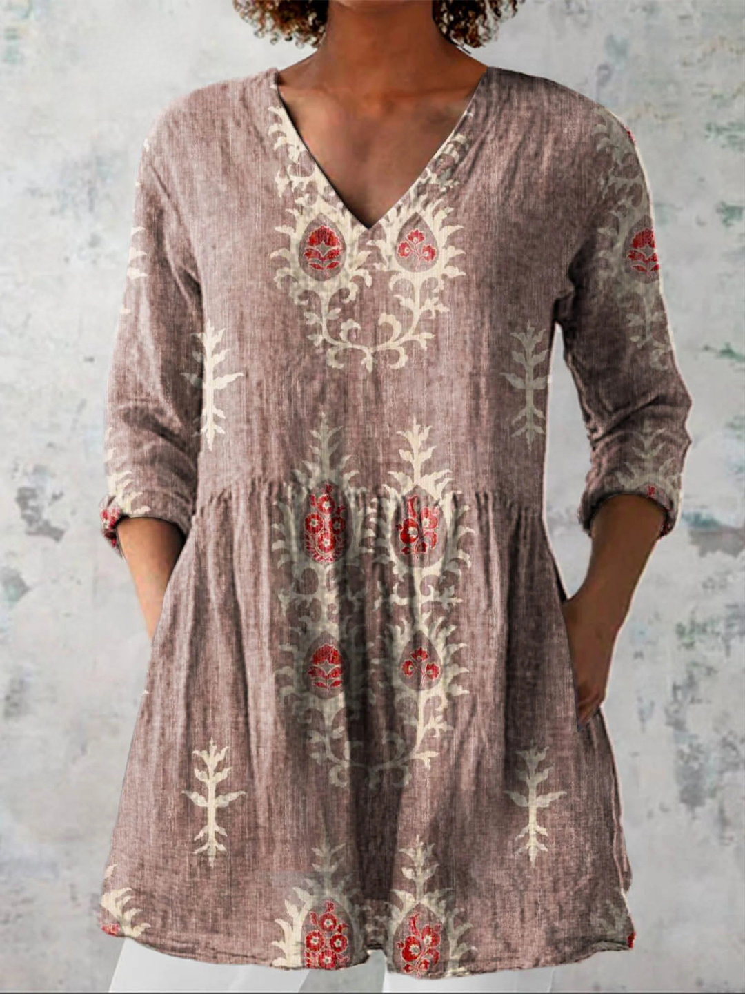 Elise | Longue Blouse avec Décolleté en V