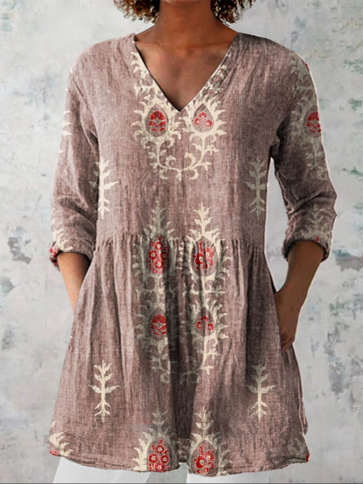 Elise | Longue Blouse avec Décolleté en V