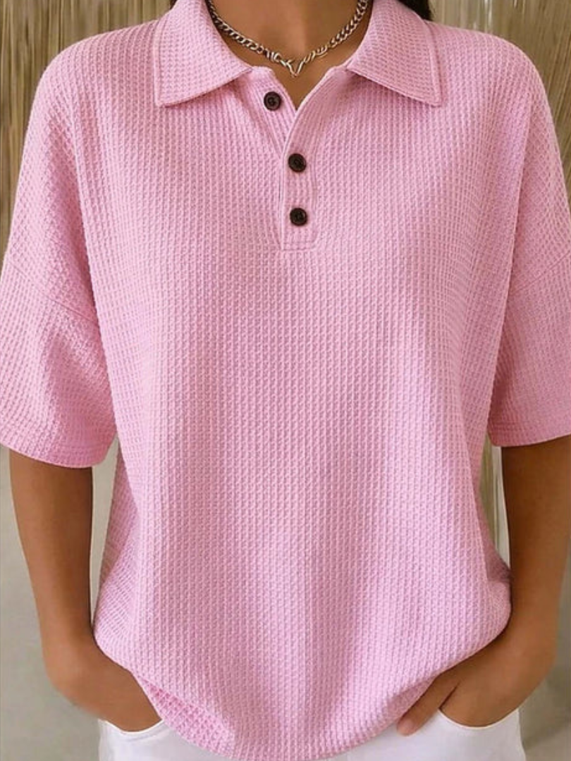 Peggie | Blouse Texturée à Col Polo