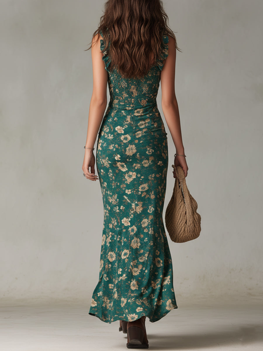 Maya | Robe maxi boho à manches volantes
