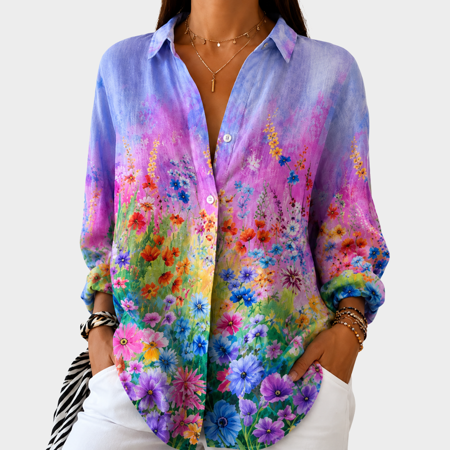 Blouse de Jardin au Coucher de Soleil de Fleurs Sauvages