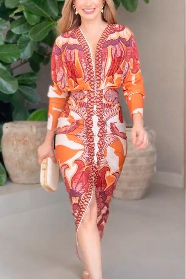 Eva | Robe Midi Dolman Imprimé Unique Sun Escape